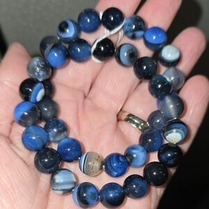 Blue Agate Beaded Bracelet